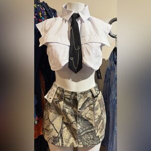 NWT Refrain Camo Utility Mini Skirt